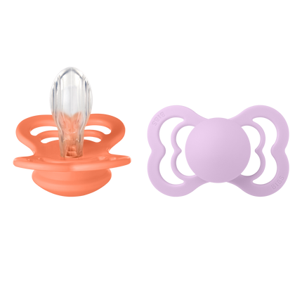 BIBS Speen Maat 1 Silicone Supreme Papaya/Violet Sky 2st