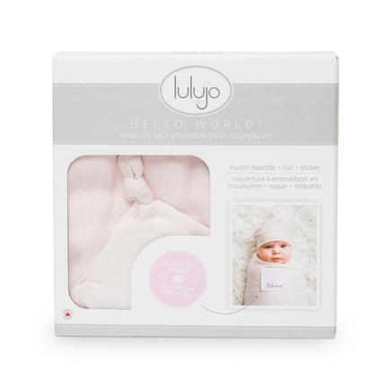 Lulujo Hydrofiele Doek Met Muts En Sticker Pink