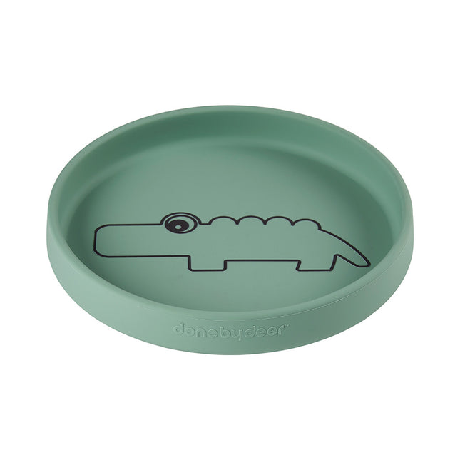 Done by Deer Baby Plate Silicone Croco Green