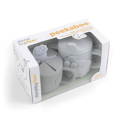 Done by Deer Snackbakje Met Drinkbeker Set Deer Friends Grey