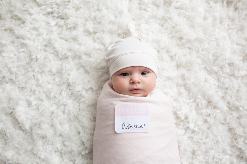 Lulujo Hydrofiele Doek Met Muts En Sticker Pink