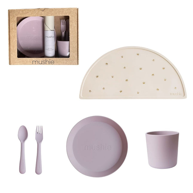 Mushie Giftbox Kinderservies Set Rond Soft Lilac