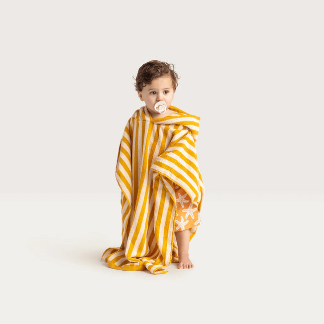 Swim Essentials Badcape Baby Luxe Beach Yellow Stiped