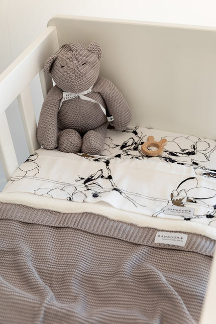 Bamboom Wiegdeken Gebreid Dubbel Teddy Grijs 75x100cm