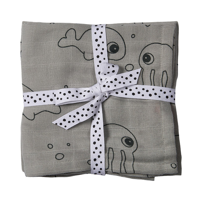 Done by Deer Hydrofiele Doek Sea Friends Grey 2st