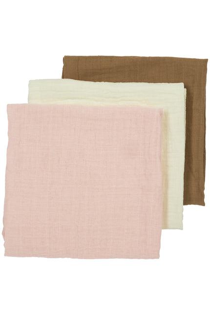 Meyco Hydrofiele Doek 3St Offwhite/ Soft Pink /Toffee