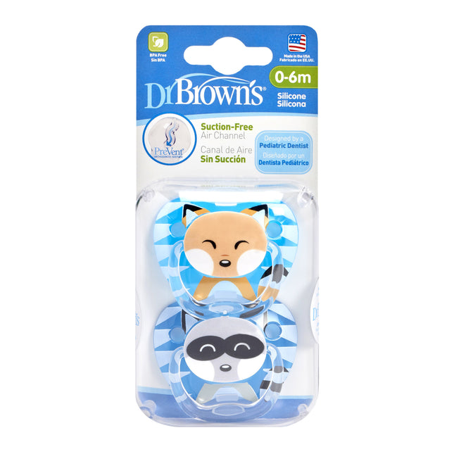 Dr. Brown's Speen Fase 1 Blauw 2-pack animal faces