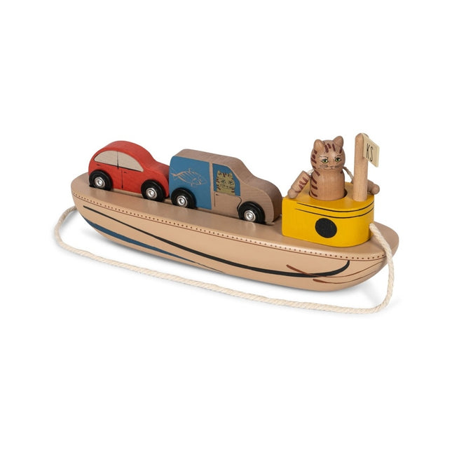 Konges Slojd Houten Speelgoed Boot met Auto'S en Kat
