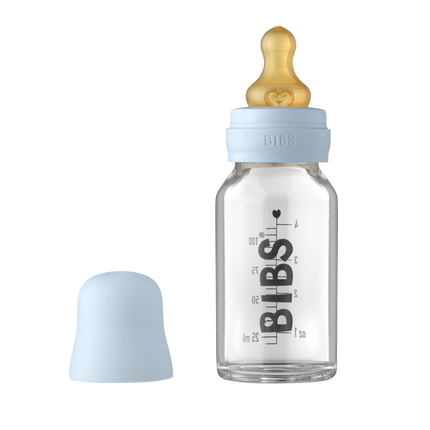 BIBS Babyfles Glas 110ml Baby Blue