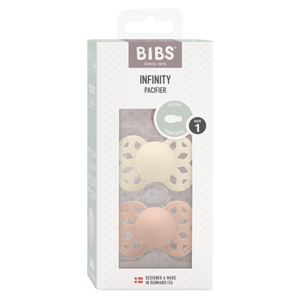 BIBS Speen Maat 2 Silicone Symmetrical Ivory/Blush 2st