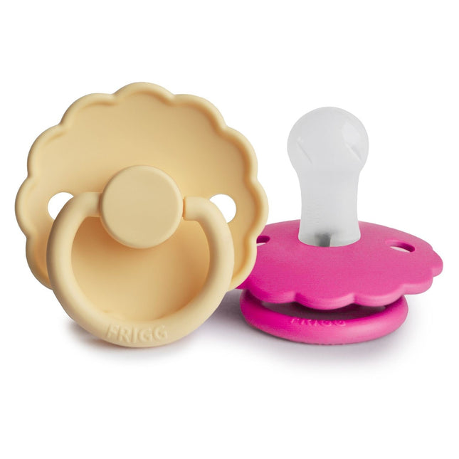 Frigg Speen Maat 1 Daisy Daffodil/Fuchsia Silicone 2-Pack