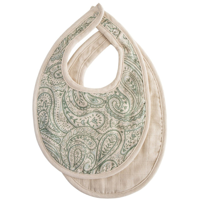 Mushie Slabbetje Green Paisley/Fog 2St - Mushie - Babywinkel - 810052469614